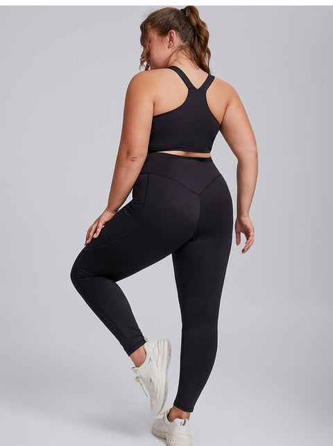 Plus size two-piece Women's high-end tight Sportswear Top