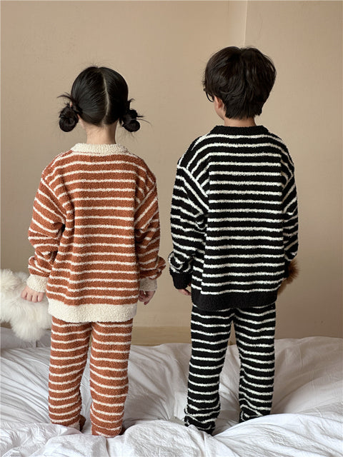 2026 NEW Winter Kids' Warm Striped Pajama Set