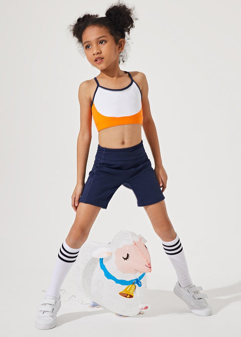 Fighting Girl Kids Collection Contrast Yoga Fitness Shorts