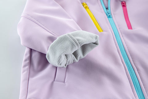 Kids Softshell Hooded Jacket with Rainbow Zip