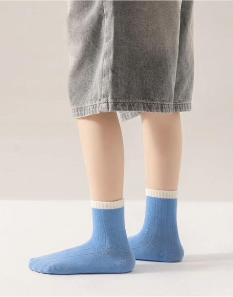Boy's Color Block Ribbed Crew Socks