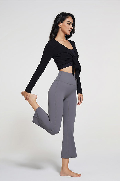 Women's High-waist Wide-leg Nude Flared Yoga Pants